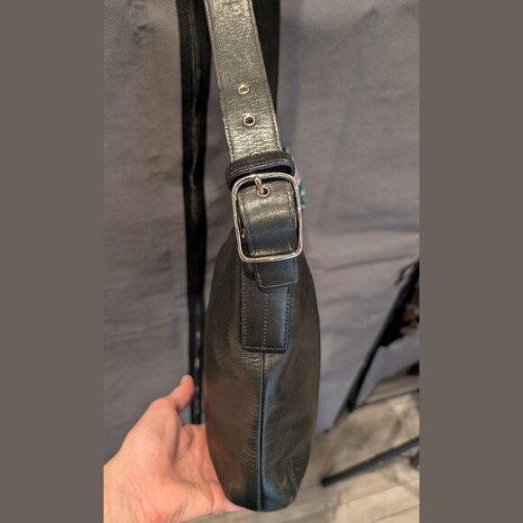 Vintage Coach Legacy Slim Duffle Black Leather Crossbody Bag 10x10 - Picture 9 of 13